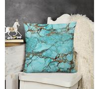 KMRHOUTIQ Decorative Throw Pillow Cover 16x16 Turquoise Marble Outdoor Pillow Covers Plush Cushion Cover for Sofa Bed Couch Living Room Boho Farmhouse Pillows Protector with Hidden Zipper