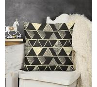 KMRHOUTIQ Decorative Throw Pillow Cover 18x18 Black Triangle Pattern Outdoor Pillow Covers Plush Cushion Cover for Sofa Bed Couch Living Room Boho Farmhouse Pillows Protector with Hidden Zipper