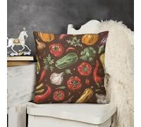 KMRHOUTIQ Decorative Throw Pillow Cover 18x18 Brown Vegetable Pattern Outdoor Pillow Covers Plush Cushion Cover for Sofa Bed Couch Living Room Boho Farmhouse Pillows Protector with Hidden Zipper