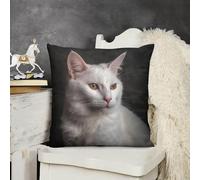 KMRHOUTIQ Decorative Throw Pillow Cover 18x18 Cat Sitting Outdoor Pillow Covers Plush Cushion Cover for Sofa Bed Couch Living Room Boho Farmhouse Pillows Protector with Hidden Zipper