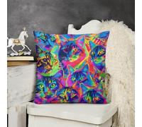 KMRHOUTIQ Decorative Throw Pillow Cover 18x18 Colorful Cat Face Outdoor Pillow Covers Plush Cushion Cover for Sofa Bed Couch Living Room Boho Farmhouse Pillows Protector with Hidden Zipper
