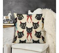 KMRHOUTIQ Decorative Throw Pillow Cover 18x18 Elegant Cat Pattern Outdoor Pillow Covers Plush Cushion Cover for Sofa Bed Couch Living Room Boho Farmhouse Pillows Protector with Hidden Zipper