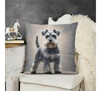 KMRHOUTIQ Decorative Throw Pillow Cover 18x18 Schnauzer Outdoor Pillow Covers Plush Cushion Cover for Sofa Bed Couch Living Room Boho Farmhouse Pillows Protector with Hidden Zipper