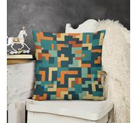 KMRHOUTIQ Decorative Throw Pillow Cover 20x20 Blue and Orange Design Outdoor Pillow Covers Plush Cushion Cover for Sofa Bed Couch Living Room Boho Farmhouse Pillows Protector with Hidden Zipper