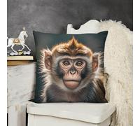 KMRHOUTIQ Decorative Throw Pillow Cover 20x20 Cute Monkey Outdoor Pillow Covers Plush Cushion Cover for Sofa Bed Couch Living Room Boho Farmhouse Pillows Protector with Hidden Zipper