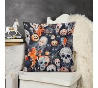 KMRHOUTIQ Decorative Throw Pillow Cover 20x20 Retro Skull Pattern Outdoor Pillow Covers Plush Cushion Cover for Sofa Bed Couch Living Room Boho Farmhouse Pillows Protector with Hidden Zipper
