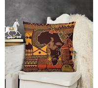 KMRHOUTIQ Decorative Throw Pillow Cover 22x22 African Map Ethnic Pattern Outdoor Pillow Covers Plush Cushion Cover for Sofa Bed Couch Living Room Boho Farmhouse Pillows Protector with Hidden Zipper