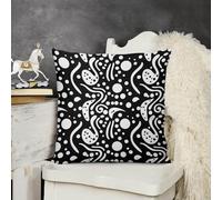 KMRHOUTIQ Decorative Throw Pillow Cover 22x22 Black White Circles Outdoor Pillow Covers Plush Cushion Cover for Sofa Bed Couch Living Room Boho Farmhouse Pillows Protector with Hidden Zipper