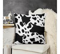 KMRHOUTIQ Decorative Throw Pillow Cover 22x22 Black White Cow Outdoor Pillow Covers Plush Cushion Cover for Sofa Bed Couch Living Room Boho Farmhouse Pillows Protector with Hidden Zipper
