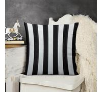 KMRHOUTIQ Decorative Throw Pillow Cover 22x22 Black White Stripes Outdoor Pillow Covers Plush Cushion Cover for Sofa Bed Couch Living Room Boho Farmhouse Pillows Protector with Hidden Zipper