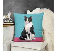 KMRHOUTIQ Decorative Throw Pillow Cover 22x22 Cat Sit Down Outdoor Pillow Covers Plush Cushion Cover for Sofa Bed Couch Living Room Boho Farmhouse Pillows Protector with Hidden Zipper