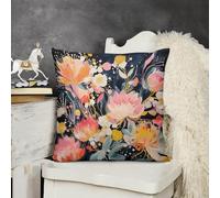 KMRHOUTIQ Decorative Throw Pillow Cover 22x22 Color Spotted Flowers Outdoor Pillow Covers Plush Cushion Cover for Sofa Bed Couch Living Room Boho Farmhouse Pillows Protector with Hidden Zipper