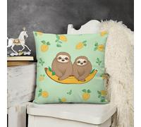 KMRHOUTIQ Decorative Throw Pillow Cover 22x22 Cute Sloths Outdoor Pillow Covers Plush Cushion Cover for Sofa Bed Couch Living Room Boho Farmhouse Pillows Protector with Hidden Zipper