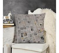 KMRHOUTIQ Decorative Throw Pillow Cover 22x22 Newspaper Outdoor Pillow Covers Plush Cushion Cover for Sofa Bed Couch Living Room Boho Farmhouse Pillows Protector with Hidden Zipper