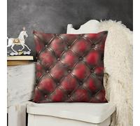 KMRHOUTIQ Decorative Throw Pillow Cover 22x22 Red Leather Pattern Outdoor Pillow Covers Plush Cushion Cover for Sofa Bed Couch Living Room Boho Farmhouse Pillows Protector with Hidden Zipper