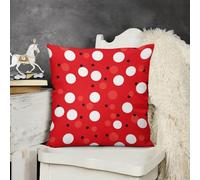 KMRHOUTIQ Decorative Throw Pillow Cover 22x22 Red White Polka Dot Outdoor Pillow Covers Plush Cushion Cover for Sofa Bed Couch Living Room Boho Farmhouse Pillows Protector with Hidden Zipper