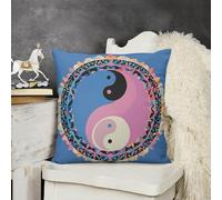 KMRHOUTIQ Decorative Throw Pillow Cover 22x22 Yin Yang Pattern Outdoor Pillow Covers Plush Cushion Cover for Sofa Bed Couch Living Room Boho Farmhouse Pillows Protector with Hidden Zipper