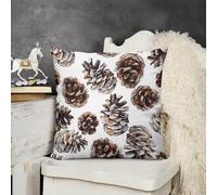 KMRHOUTIQ Decorative Throw Pillow Cover 24x24 Brown Pinecone Pattern Outdoor Pillow Covers Plush Cushion Cover for Sofa Bed Couch Living Room Boho Farmhouse Pillows Protector with Hidden Zipper