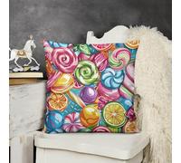 KMRHOUTIQ Decorative Throw Pillow Cover 24x24 Candy Seamless Pattern Outdoor Pillow Covers Plush Cushion Cover for Sofa Bed Couch Living Room Boho Farmhouse Pillows Protector with Hidden Zipper