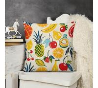 KMRHOUTIQ Decorative Throw Pillow Cover 24x24 Cartoon Fruit Pattern Outdoor Pillow Covers Plush Cushion Cover for Sofa Bed Couch Living Room Boho Farmhouse Pillows Protector with Hidden Zipper