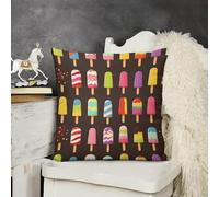 KMRHOUTIQ Decorative Throw Pillow Cover 24x24 Popsicles and Ice Outdoor Pillow Covers Plush Cushion Cover for Sofa Bed Couch Living Room Boho Farmhouse Pillows Protector with Hidden Zipper