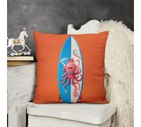 KMRHOUTIQ Decorative Throw Pillow Cover 24x24 Surfboard Octopus Outdoor Pillow Covers Plush Cushion Cover for Sofa Bed Couch Living Room Boho Farmhouse Pillows Protector with Hidden Zipper