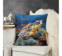 KMRHOUTIQ Decorative Throw Pillow Cover 26x26 Colorful Sea Turtle Outdoor Pillow Covers Plush Cushion Cover for Sofa Bed Couch Living Room Boho Farmhouse Pillows Protector with Hidden Zipper