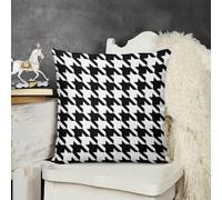 KMRHOUTIQ Decorative Throw Pillow Cover 26x26 Houndstooth Black Outdoor Pillow Covers Plush Cushion Cover for Sofa Bed Couch Living Room Boho Farmhouse Pillows Protector with Hidden Zipper