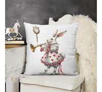 KMRHOUTIQ Decorative Throw Pillow Cover 26x26 Rabbit Playing The Flute Outdoor Pillow Covers Plush Cushion Cover for Sofa Bed Couch Living Room Boho Farmhouse Pillows Protector with Hidden Zipper