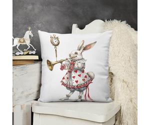 KMRHOUTIQ Decorative Throw Pillow Cover 26x26 Rabbit Playing The Flute Outdoor Pillow Covers Plush Cushion Cover for Sofa Bed Couch Living Room Boho Farmhouse Pillows Protector with Hidden Zipper