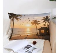 KMRHOUTIQ Decorative Tropical Beach Lumbar Throw Pillow Covers 12x20 with Hidden Zipper Outdoor Couch Pillow Cases for Sofa Bed Living Room Garden Plush Pillowcase Farmhouse Cushion Case Home Decor
