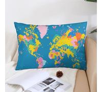 KMRHOUTIQ Decorative World Map Lumbar Throw Pillow Covers 12 "x20 with Hidden Zipper Outdoor Couch Pillow Cases for Sofa Bed Living Room Garden Plush Pillowcase Farmhouse Cushion Case Home Decor