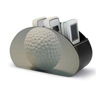KMRHOUTIQ Golf Ball Remote Control Holder with 5 Slots | PU Leather Desktop Organizer for TV Remotes Makeup Brushes Pens | Bed Caddy Box Fits Nightstand Office Desk Living Room Bedroom