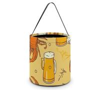 KMRHOUTIQ Halloween Tote Bag Beer And Crawfish Pattern Trick Or Treat Bucket with Handle Large Goodie Candy Basket Reusable Grocery Shopping Gifts Tote Snack Bag for Party Favors Supplies