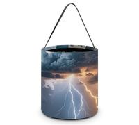 KMRHOUTIQ Halloween Tote Bag Cloud Lightning Trick Or Treat Bucket with Handle Large Goodie Candy Basket Reusable Grocery Shopping Gifts Tote Snack Bag for Party Favors Supplies