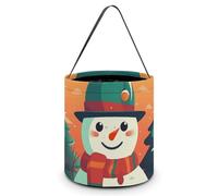 KMRHOUTIQ Halloween Tote Bag Cute Snowman Stickers Trick Or Treat Bucket with Handle Large Goodie Candy Basket Reusable Grocery Shopping Gifts Tote Snack Bag for Party Favors Supplies