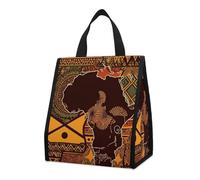 KMRHOUTIQ Insulated African Map Ethnic Pattern Lunch Bag for Women Men 9l Leakproof Cooler Bag with Pocket Reusable Lunch Tote Snack Foldable Thermal Tote for Work Picnic Travel Beach Gym Adults