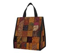 KMRHOUTIQ Insulated African Style Patchwork Lunch Bag for Women Men 9l Leakproof Cooler Bag with Pocket Reusable Lunch Tote Snack Foldable Thermal Tote for Work Picnic Travel Beach Gym Adults