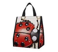KMRHOUTIQ Insulated Beautiful Ladybug Lunch Bag for Women Men 9l Leakproof Cooler Bag with Pocket Reusable Lunch Tote Snack Foldable Thermal Tote for Work Picnic Travel Beach Gym Adults