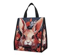 KMRHOUTIQ Insulated Easter Bunny Lunch Bag for Women Men 9l Leakproof Cooler Bag with Pocket Reusable Lunch Tote Snack Foldable Thermal Tote for Work Picnic Travel Beach Gym Adults