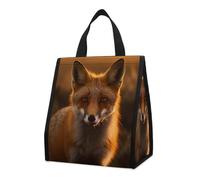 KMRHOUTIQ Insulated Fox in Field Lunch Bag for Women Men 9l Leakproof Cooler Bag with Pocket Reusable Lunch Tote Snack Foldable Thermal Tote for Work Picnic Travel Beach Gym Adults