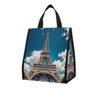 KMRHOUTIQ Insulated Iron Tower Lunch Bag for Women Men 9l Leakproof Cooler Bag with Pocket Reusable Lunch Tote Snack Foldable Thermal Tote for Work Picnic Travel Beach Gym Adults
