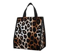 KMRHOUTIQ Insulated Leopard Print Lunch Bag for Women Men 9l Leakproof Cooler Bag with Pocket Reusable Lunch Tote Snack Foldable Thermal Tote for Work Picnic Travel Beach Gym Adults