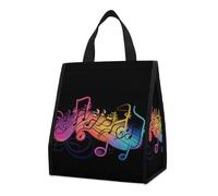 KMRHOUTIQ Insulated Rainbow Musical Note Lunch Bag for Women Men 9l Leakproof Cooler Bag with Pocket Reusable Lunch Tote Snack Foldable Thermal Tote for Work Picnic Travel Beach Gym Adults