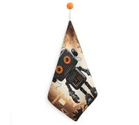 KMRHOUTIQ Kitchen Black Robot Hand Towels with Hanging Loops, Highly Absorbent & Quick Drying Towels for Kitchen Bathroom, Microfiber Cleaning Cloth, Dish Towel, Tea Towel Decorative, Dish Rag(12x12)