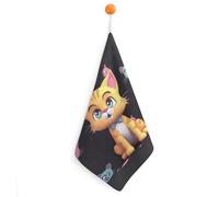 KMRHOUTIQ Kitchen Cartoon Cat Hand Towels with Hanging Loops, Highly Absorbent & Quick Drying Towels for Kitchen Bathroom, Microfiber Cleaning Cloth, Dish Towel, Tea Towel Decorative, Dish Rag(12x12)