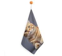 KMRHOUTIQ Kitchen Cat Hand Towels with Hanging Loops, Highly Absorbent & Quick Drying Towels for Kitchen Bathroom, Microfiber Cleaning Cloth, Dish Towel, Tea Towel Decorative, Dish Rag(12x12)