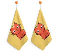 KMRHOUTIQ Kitchen Cat Icon Hand Towels with Hanging Loops, Highly Absorbent & Quick Drying Towels for Kitchen Bathroom, Microfiber Cleaning Cloth, Dish Towel, Tea Towel Decorative, Dish Rag(12x12)