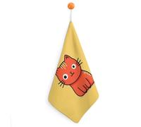 KMRHOUTIQ Kitchen Cat Icon Hand Towels with Hanging Loops, Highly Absorbent & Quick Drying Towels for Kitchen Bathroom, Microfiber Cleaning Cloth, Dish Towel, Tea Towel Decorative, Dish Rag(12x12)