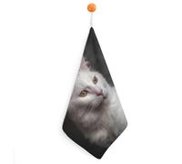 KMRHOUTIQ Kitchen Cat Sitting Hand Towels with Hanging Loops, Highly Absorbent & Quick Drying Towels for Kitchen Bathroom, Microfiber Cleaning Cloth, Dish Towel, Tea Towel Decorative, Dish Rag(12x12)